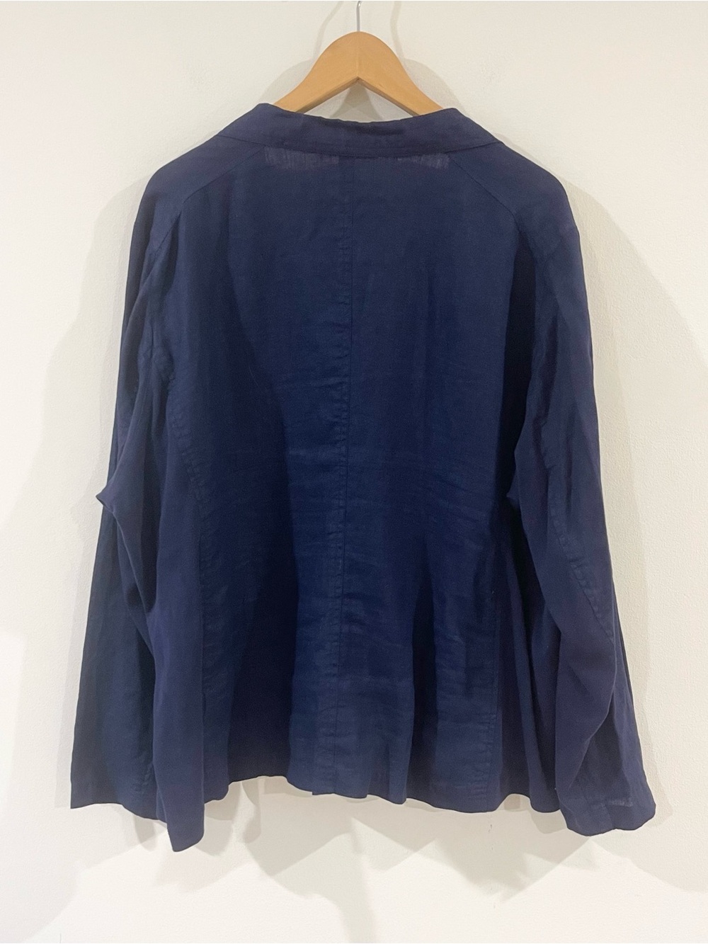 Eileen Fisher Navy Blue Linen Organic Cotton Panels Blazer Jacket size 3X - Picture 3 of 8